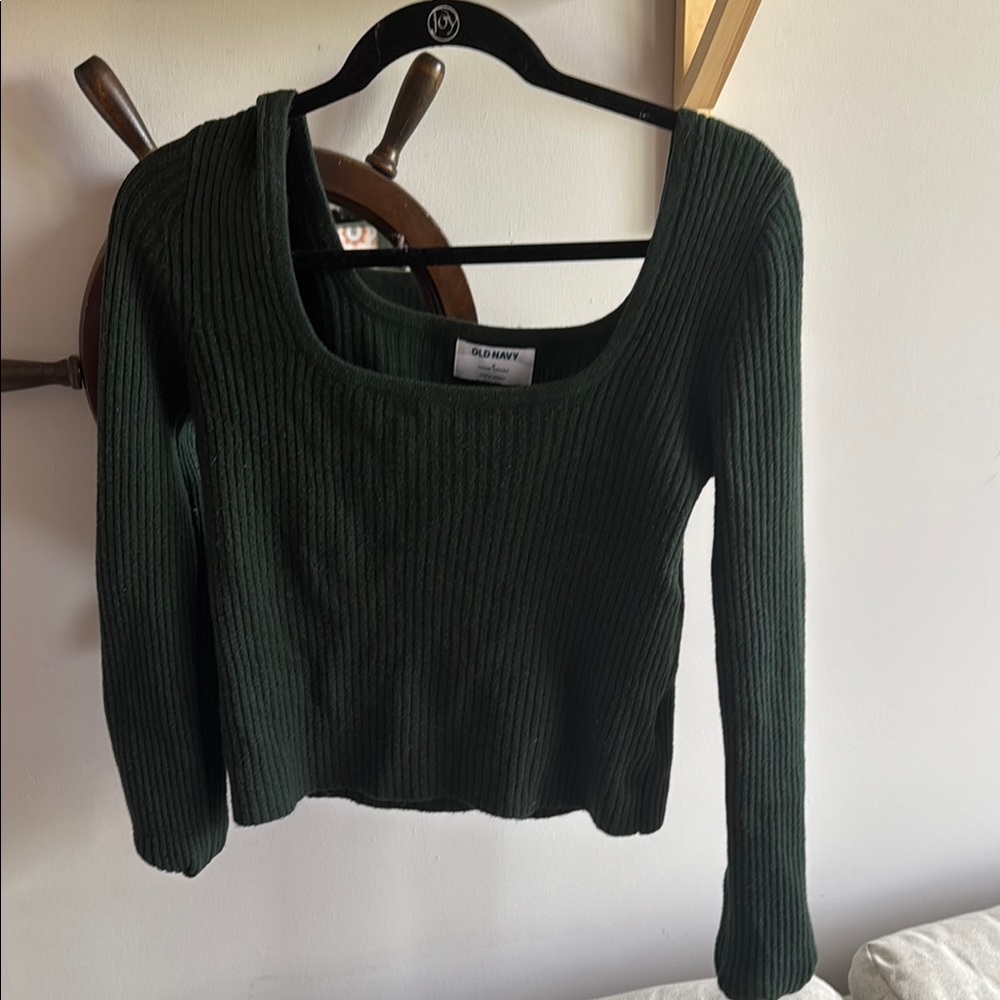 Olive Green Ribbed Sweater